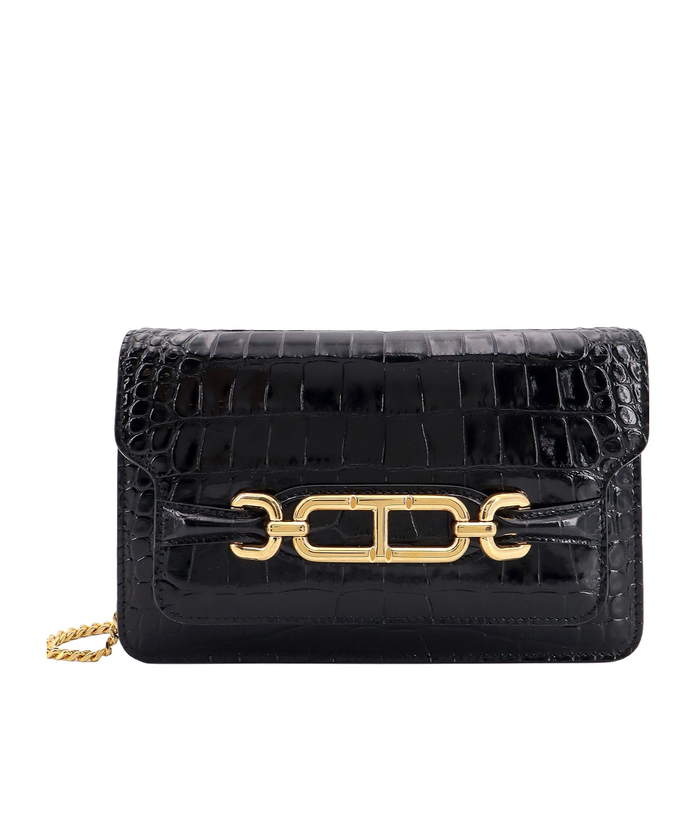Tom Ford Whitney Crocodile Print Shoulder Bag. In Black