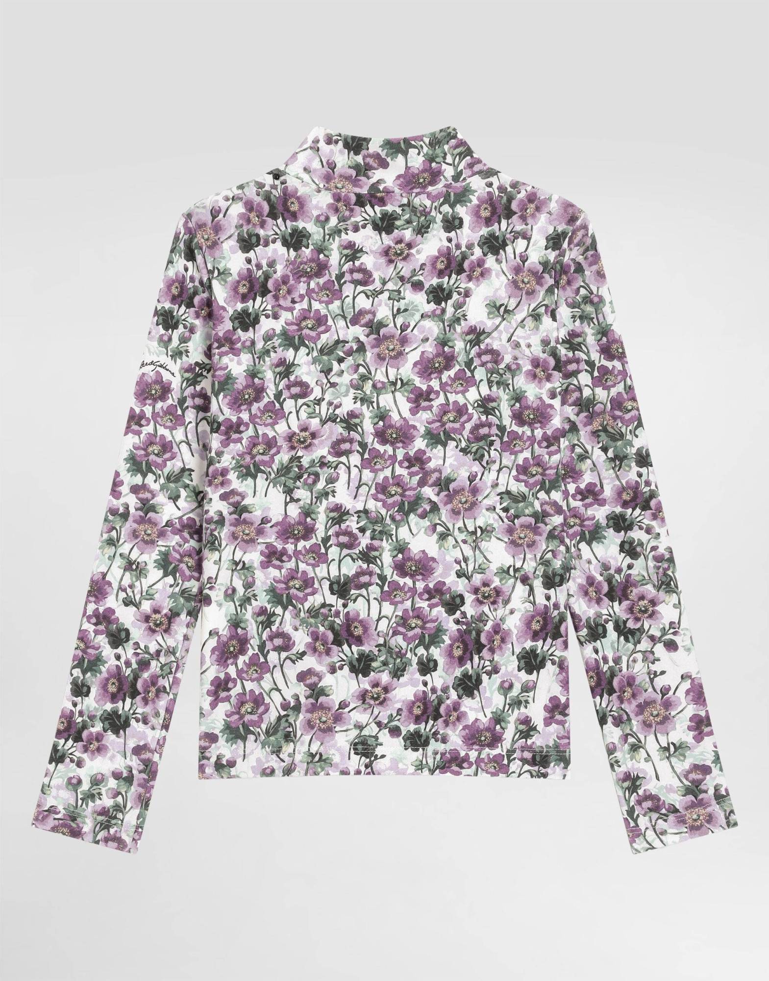 Dolce & Gabbana Floral-print Mock-neck T-shirt In Multi