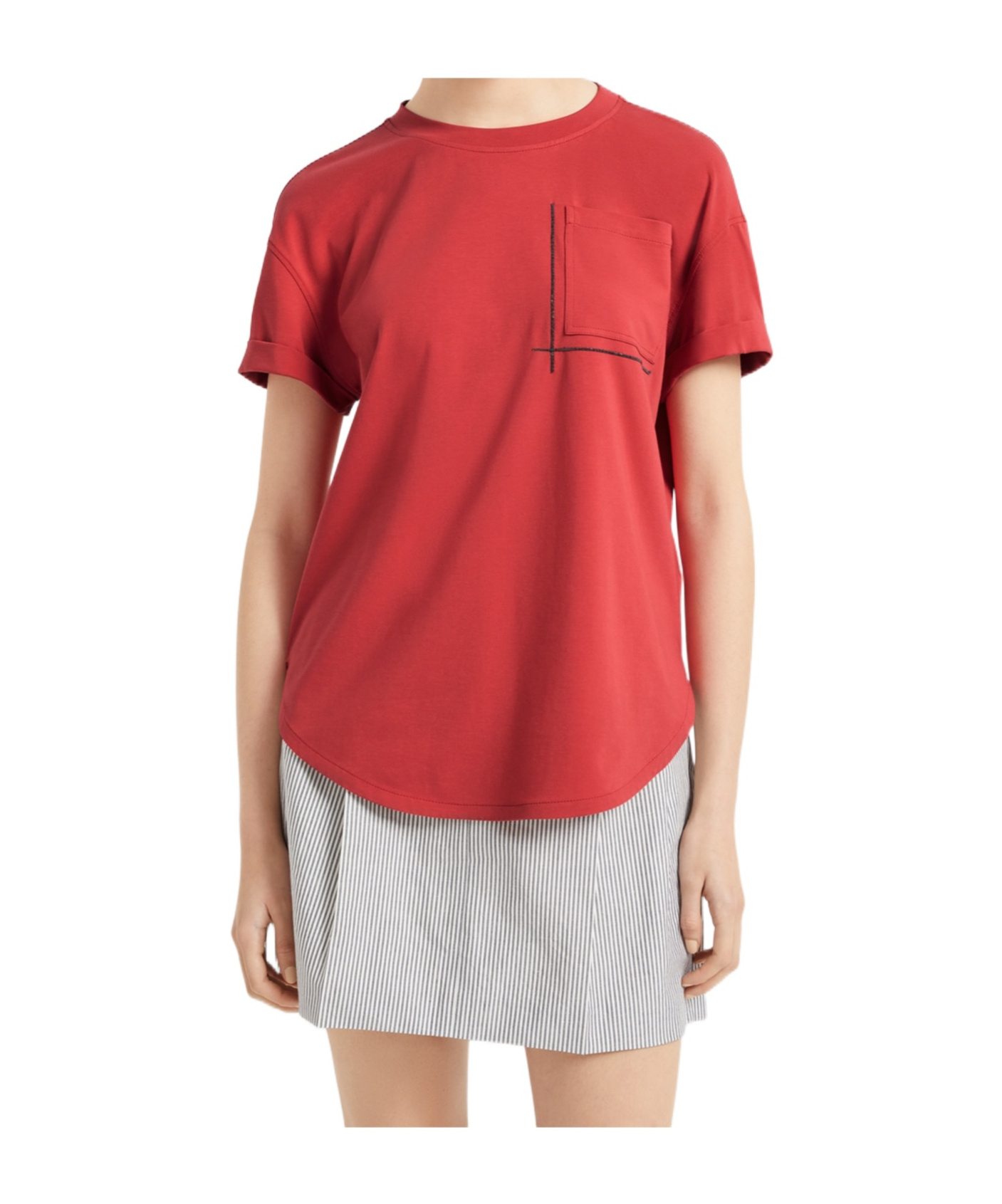 Brunello Cucinelli T-shirt Whit Embellishments In Red
