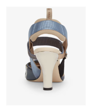 Fendi Blue Inlaid Leather High-heeled Slingbacks In Multicolor