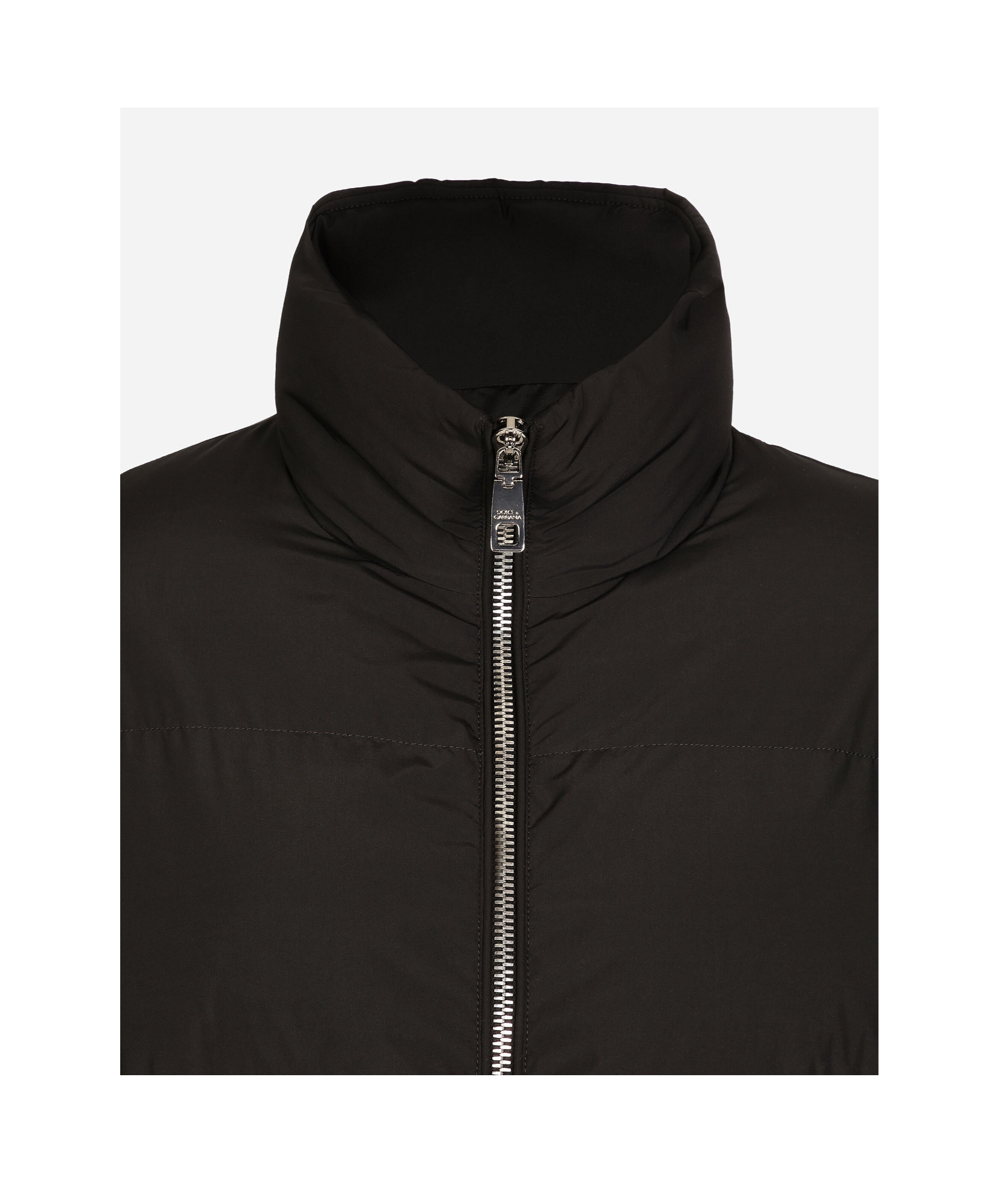 Dolce & Gabbana High-neck Zip-up Down Jacket In Black