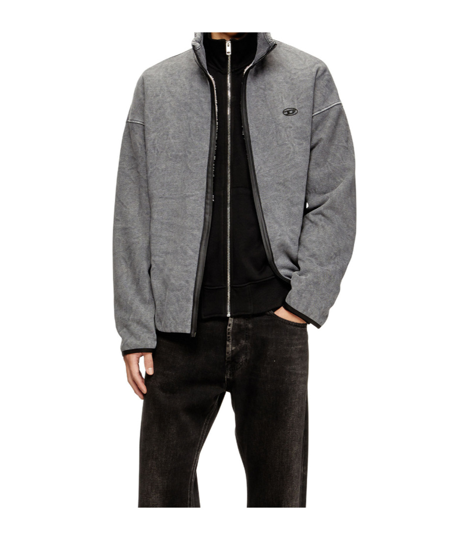 Diesel Zip-up Sweatshirt With Inner Lining In Gray