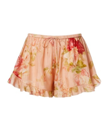 Zimmermann Roselight Floral Ruffled Silk Shorts In Multi