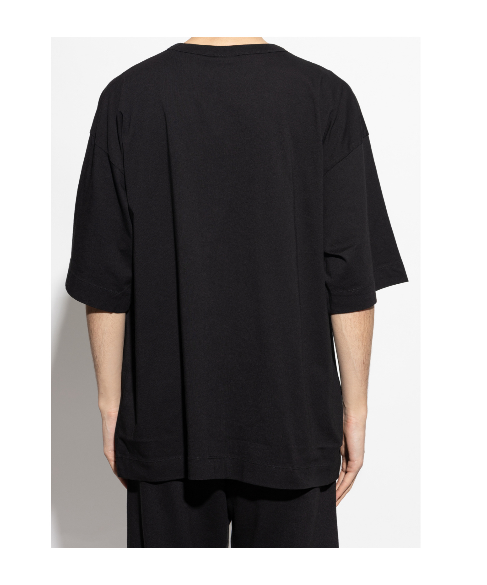 Dries Van Noten Oversized Black Cotton T-shirt In Black