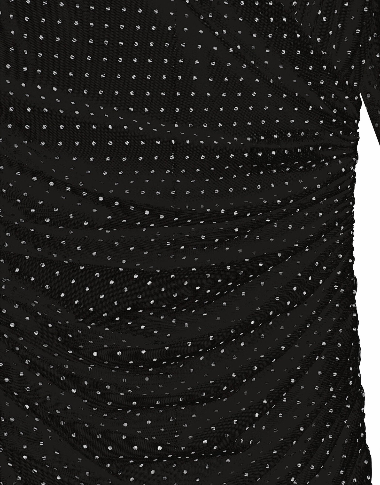 Dolce & Gabbana Tulle Calf-length Dress With Draping And Polka-dot Print In Black