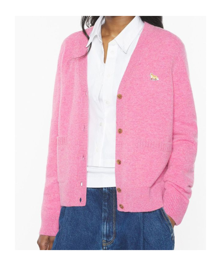 Maison Kitsuné Baby Fox Pocket Cardigan In Pink