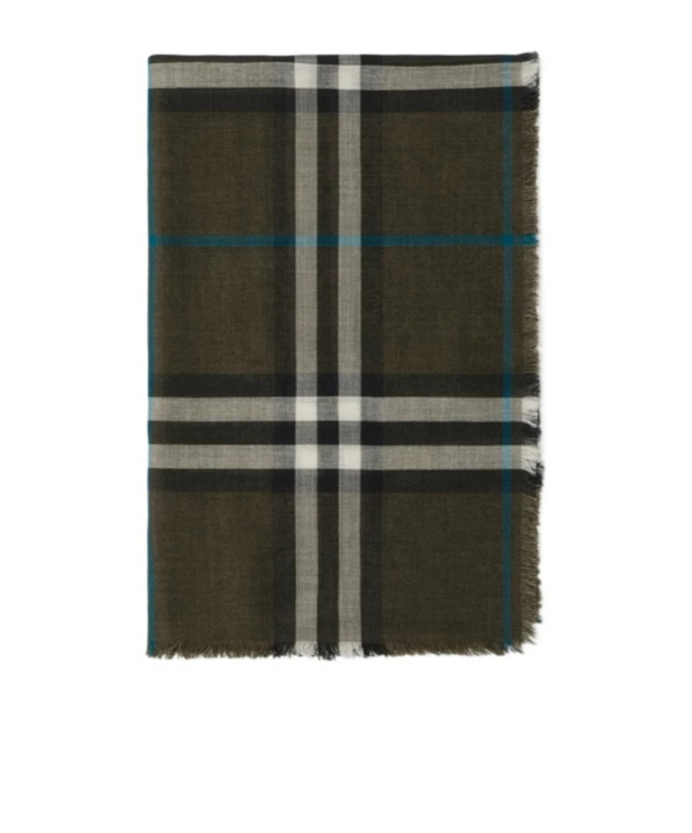 Burberry Reversible Check Wool Silk Scarf In Green
