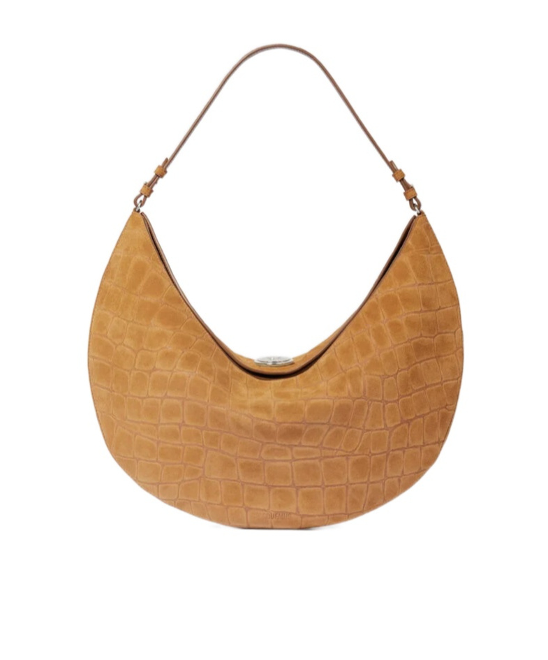 Jacquemus Womens Camel The Ovalo Suede Shoulder Bag In Brown