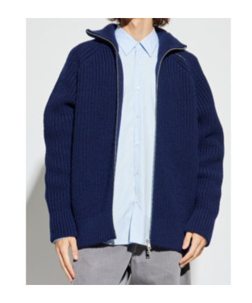 Dries Van Noten Gerippter Pullover Mit Reissverschluss In Blue