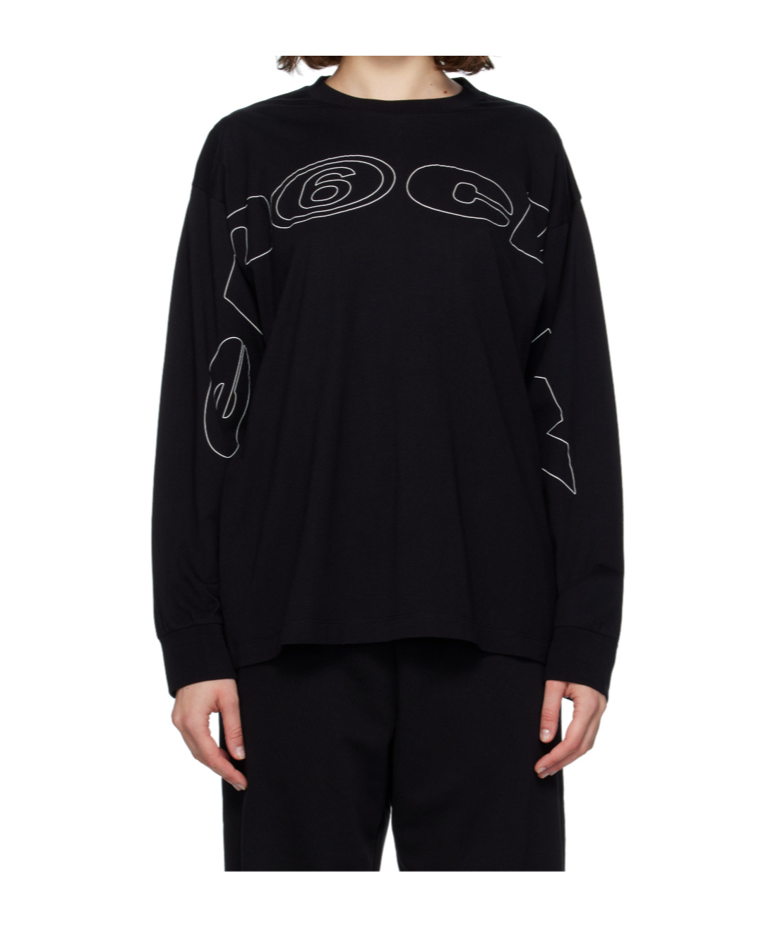 Mm6 Maison Margiela Long Sleeve T-shirt In Black