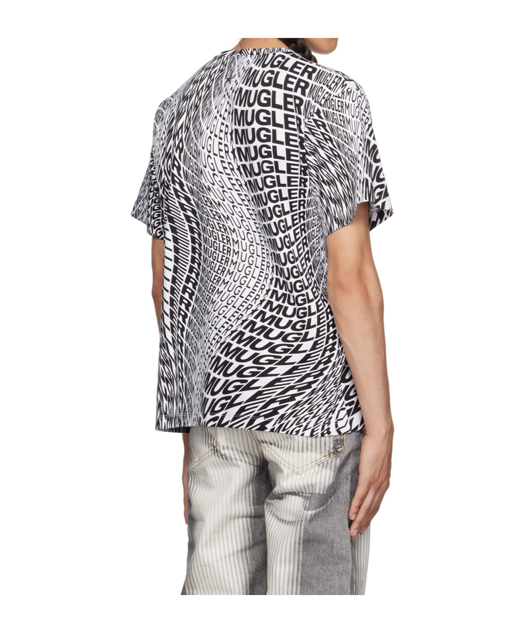 Mugler Round-neck Printed T-shirt In Black