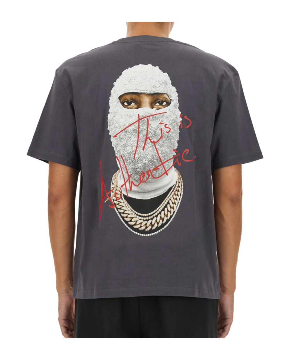 Ih Nom Uh Nit Grey Cotton T-shirt With Graphic Print In Black