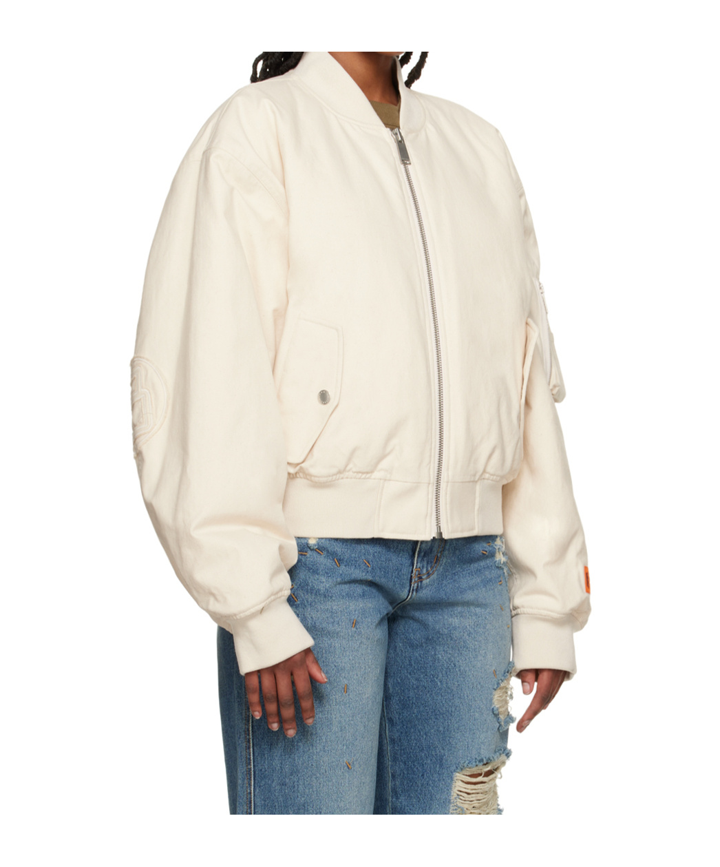 Heron Preston White Ex-ray 8 Ball Bomber Jacket In Neutral