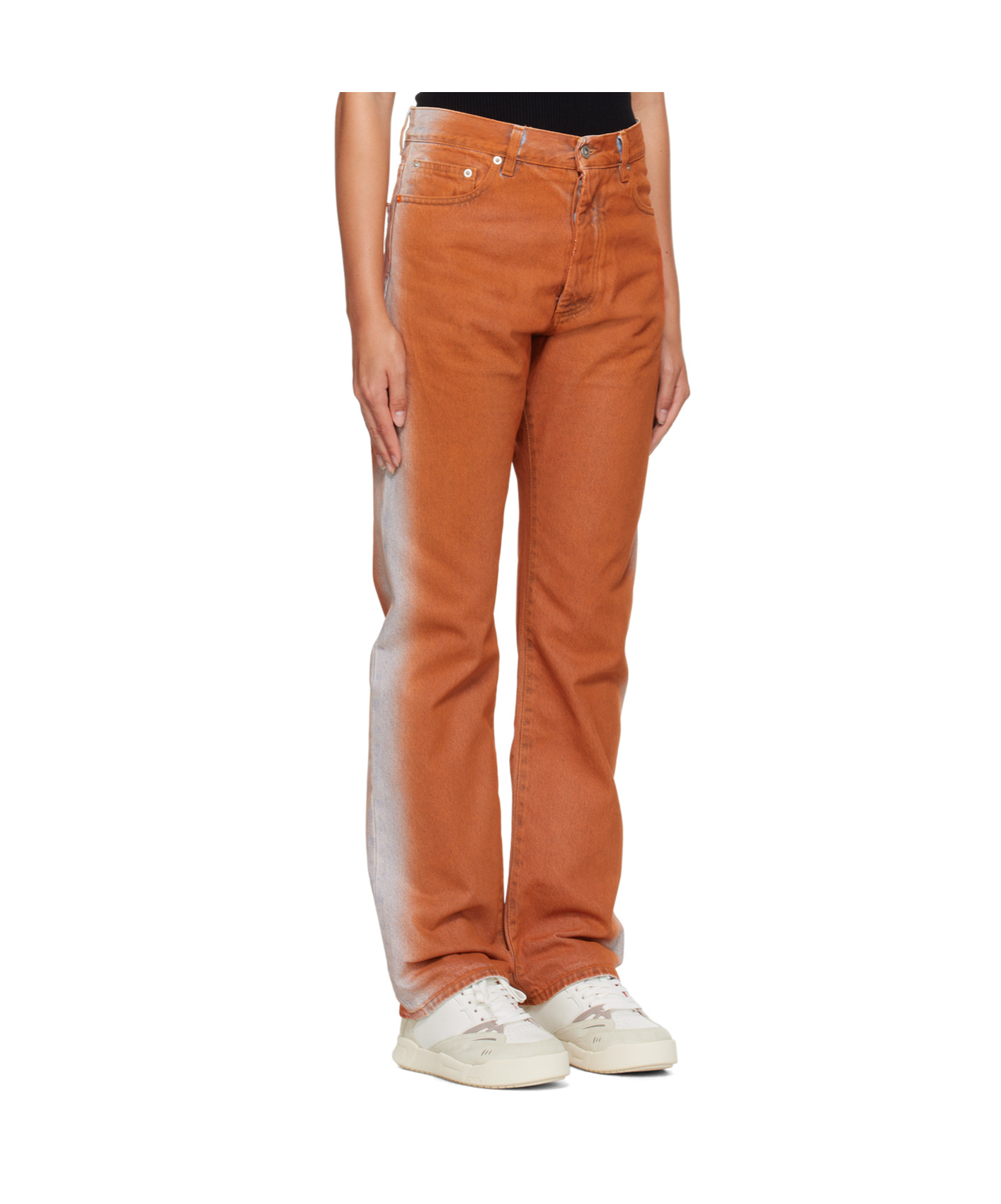Heron Preston Gradient-effect Straight-leg Jeans In Orange