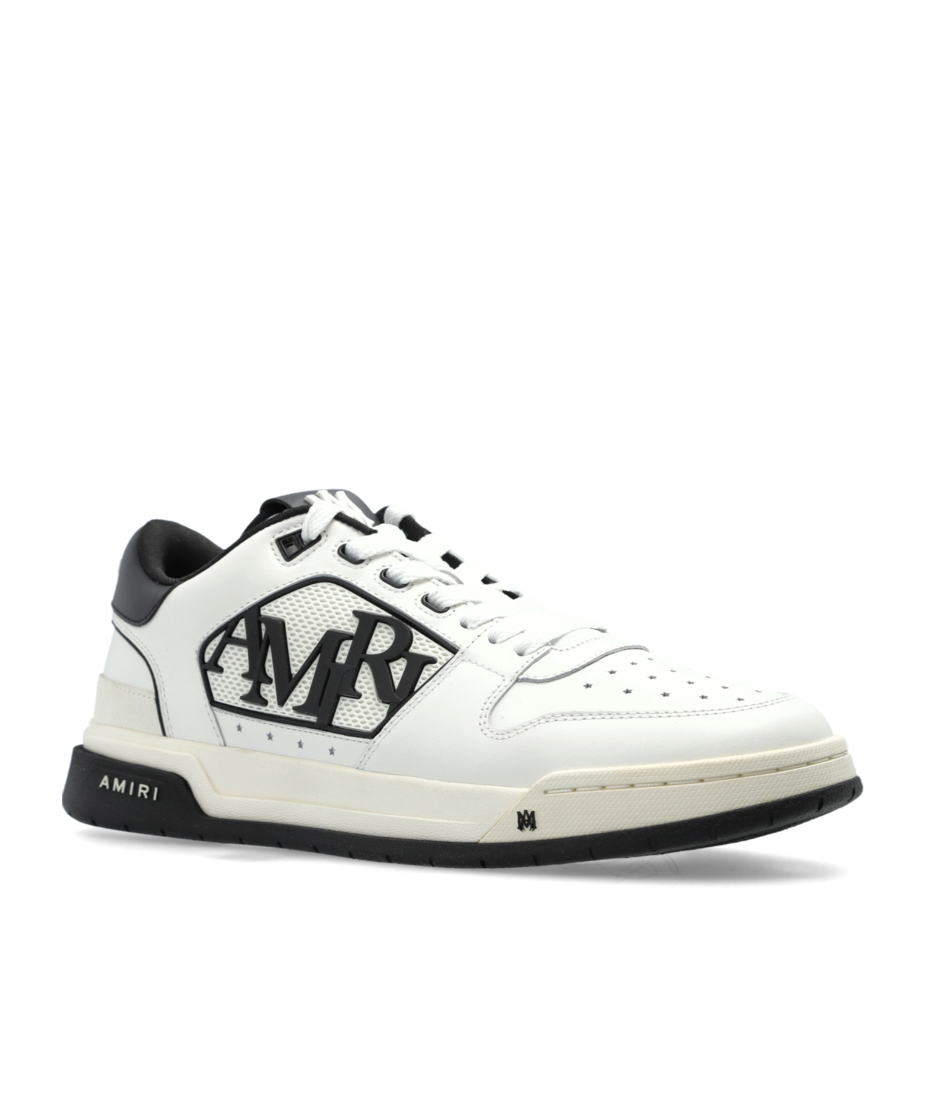 Amiri White Low Top Sneakers With Logo Patch On The Side And Contrasting Heel With Logo Lettering In Leath In White