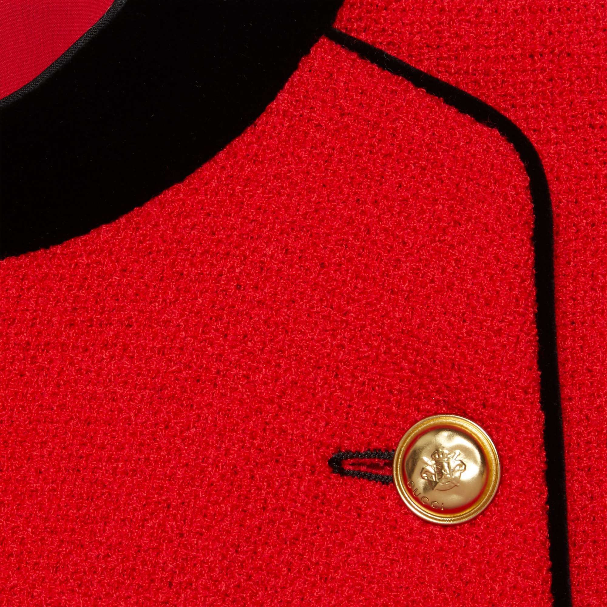 Gucci Velvet-trimmed Retro-tweed Dress In Red