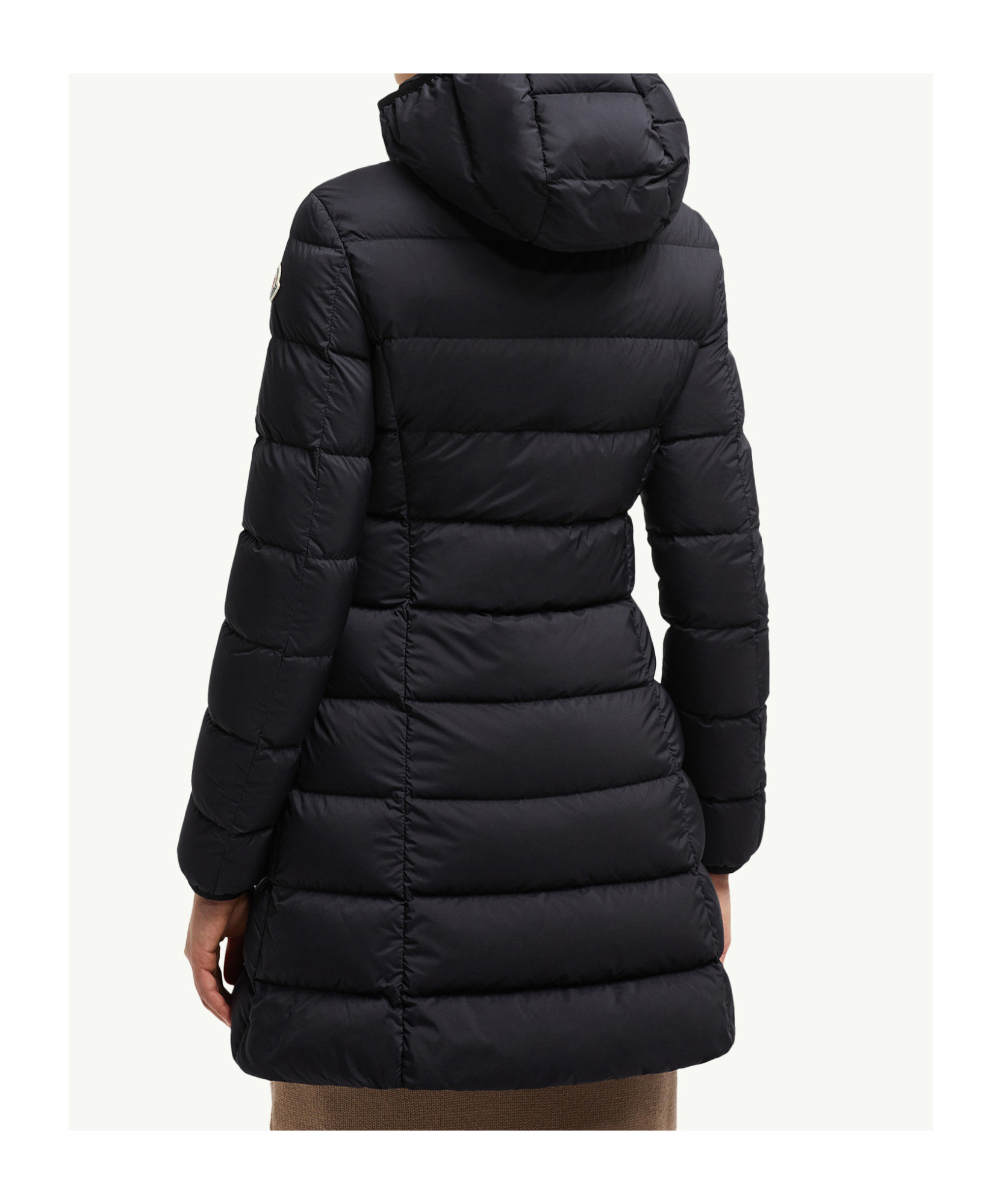 Moncler Gie Hooded Long Down Jacket In Black