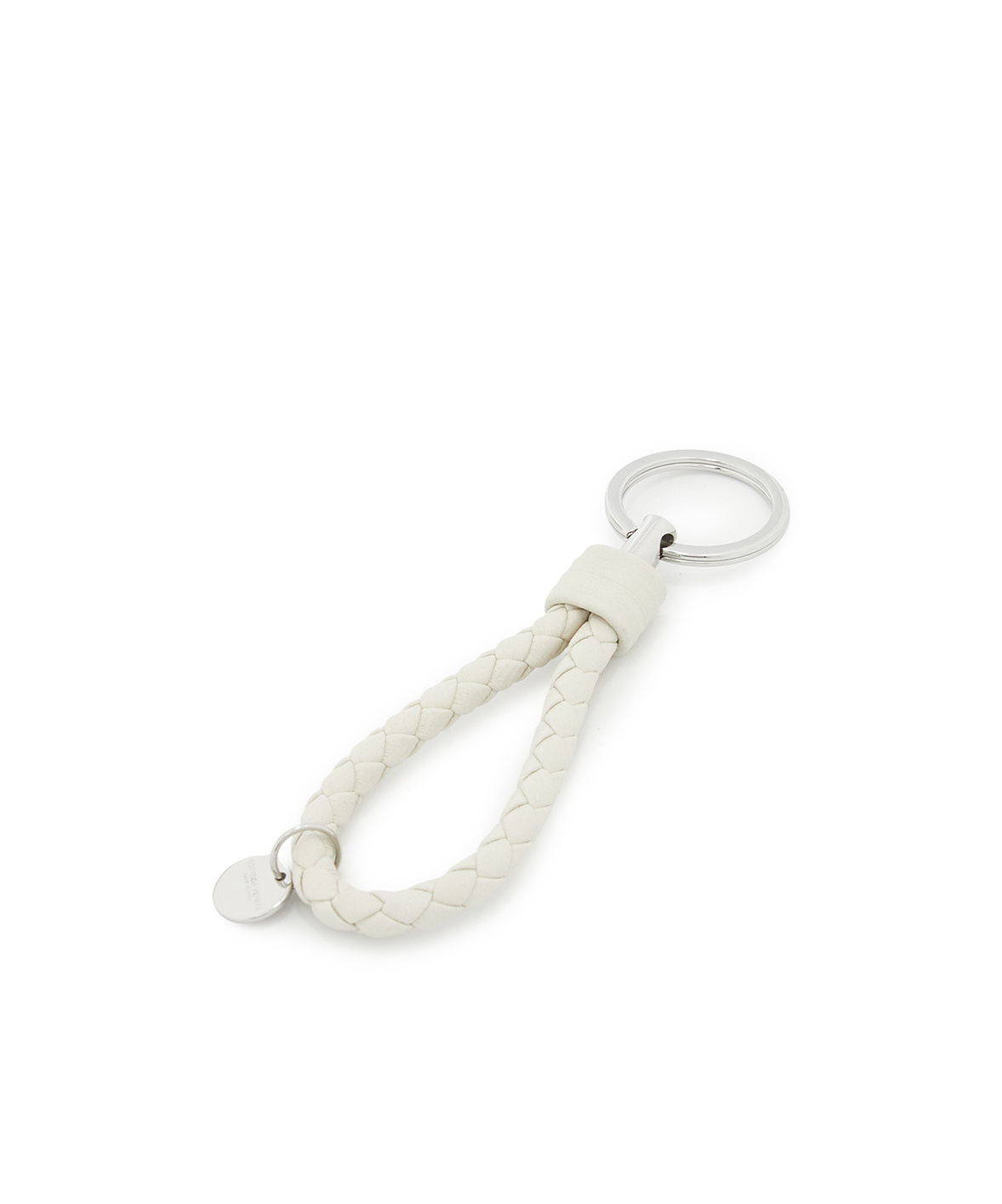 Bottega Veneta Woven Design Key Chain In White