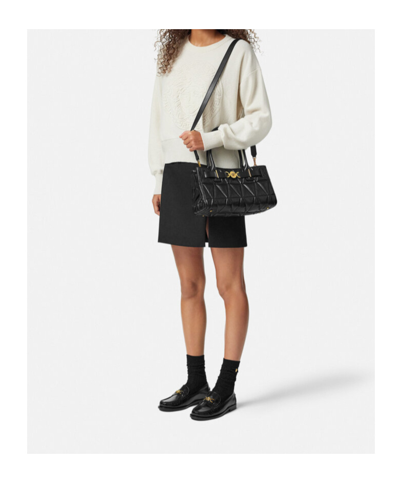 Versace Medusa '95 Top Handle Bag In Black