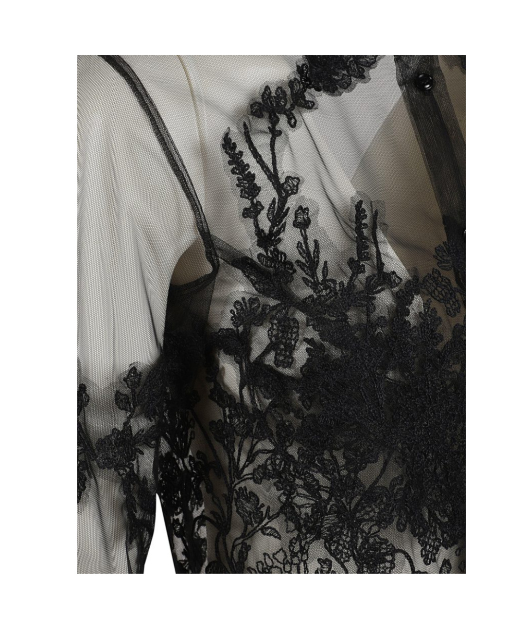 Ermanno Scervino Lace-embroidered Semi Sheer Shirt In Black