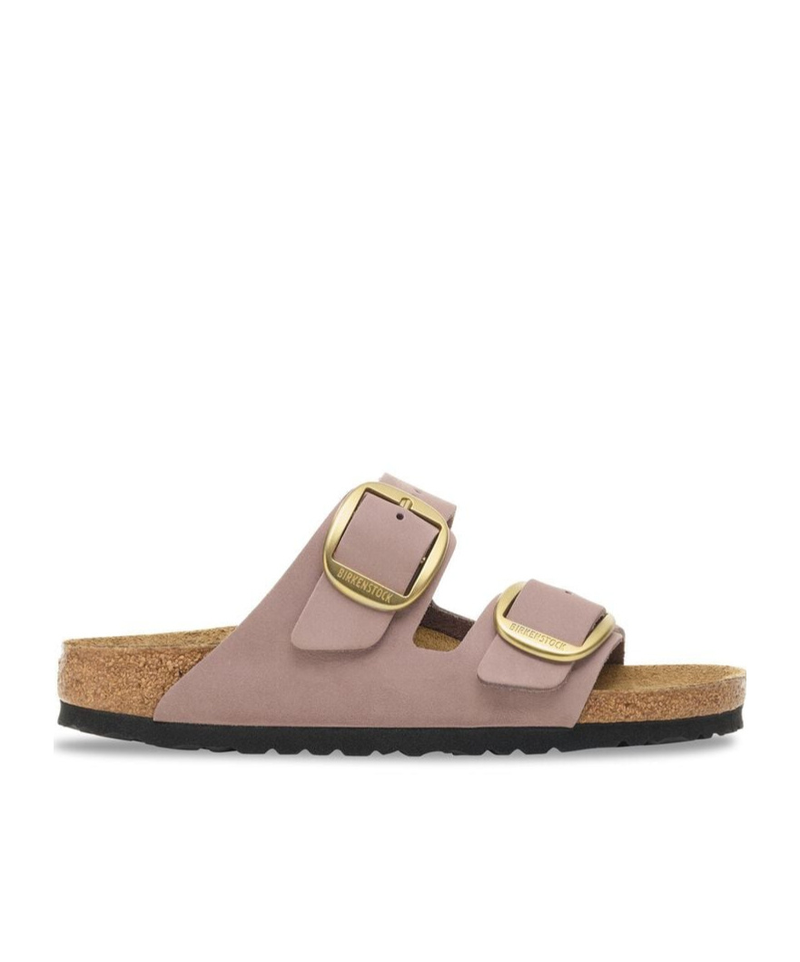 Birkenstock Arizona Big Buckle Old Rose Nubuck Leather Two Bar Mules S In Purple