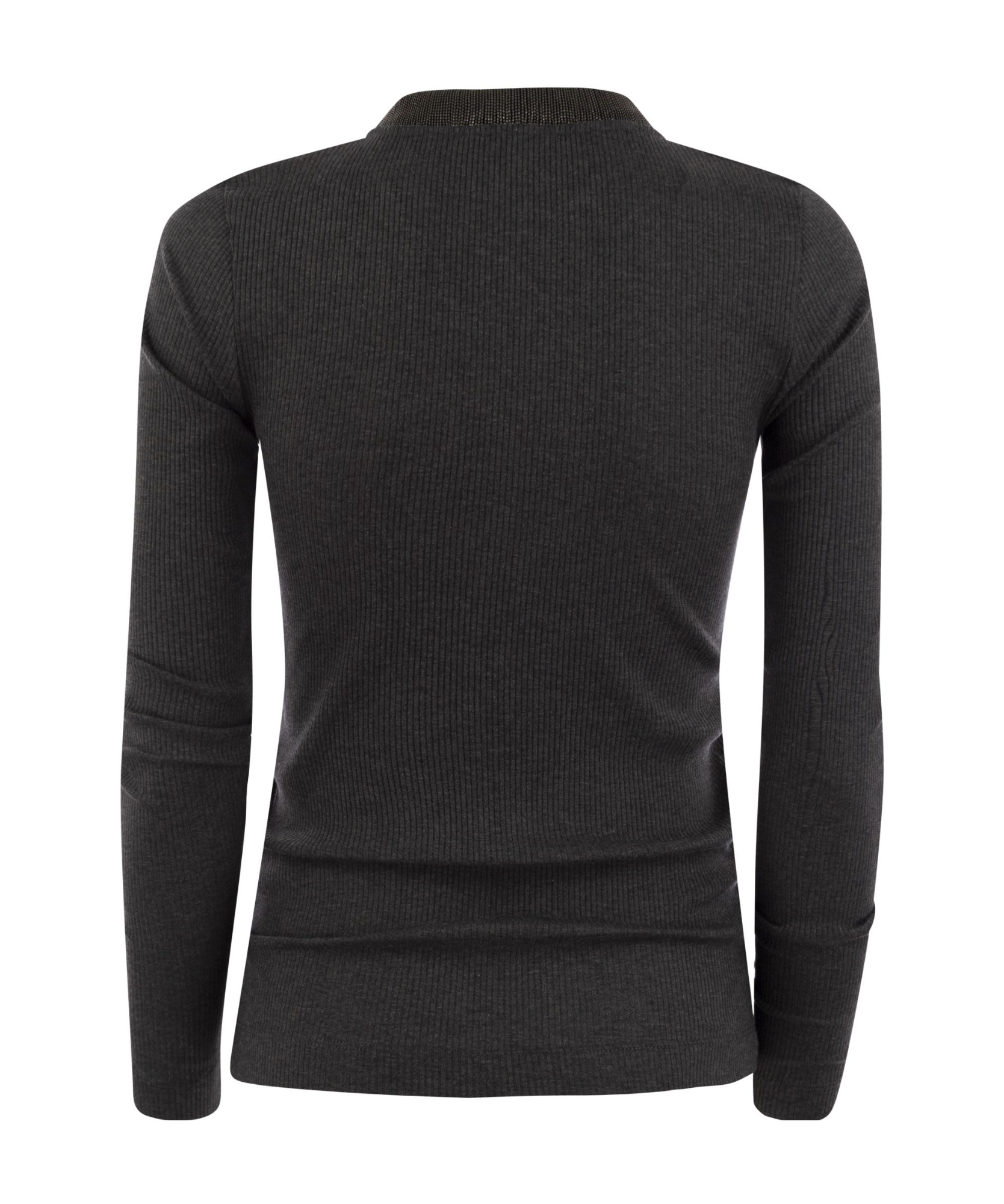 Brunello Cucinelli Women's Ribbed Stretch Cotton Jersey In Black