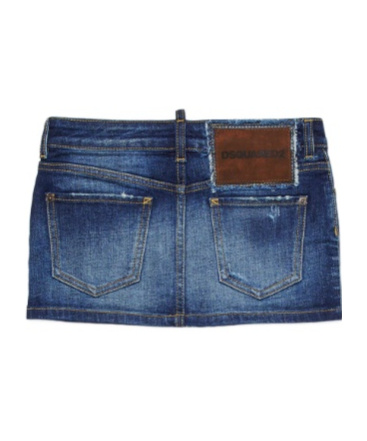 Dsquared2 Kids Distressed Denim Mini Skirt In Blue