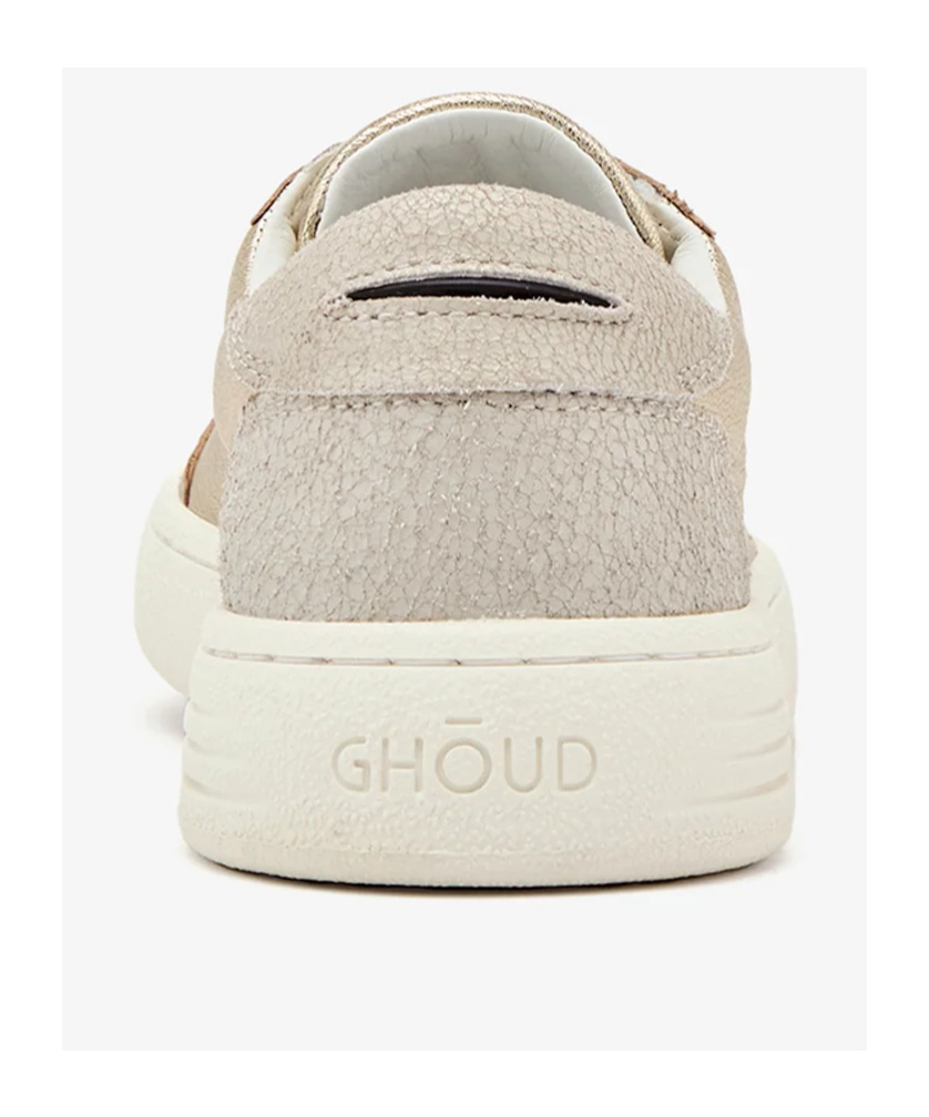 Ghoud Lido Low Sneakers In Platinum Color Leather In White