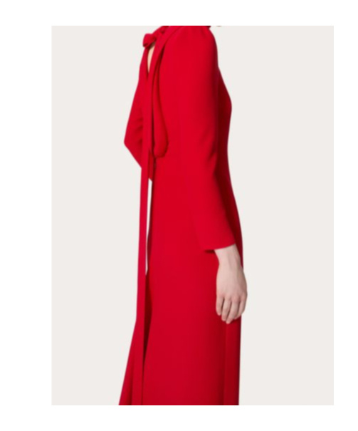 Valentino Robe Longue En Cady Couture Femme Rouge 42 In Red