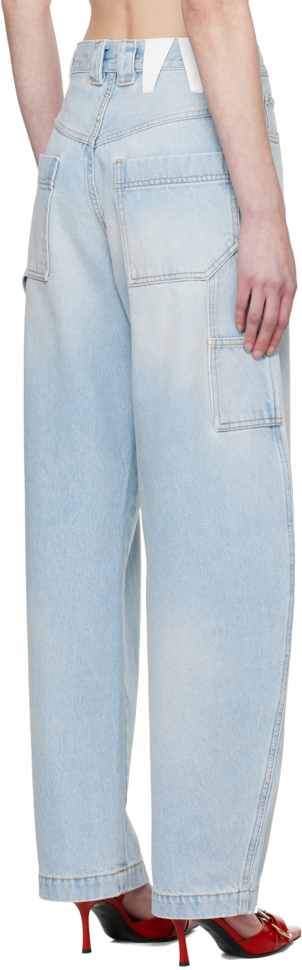 Shop Darkpark Blue Audrey Barrel Leg Carpenter Jeans In Multicolor