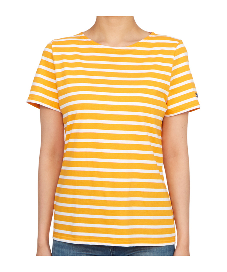 Saint James Round-neck Striped T-shirt In Orange