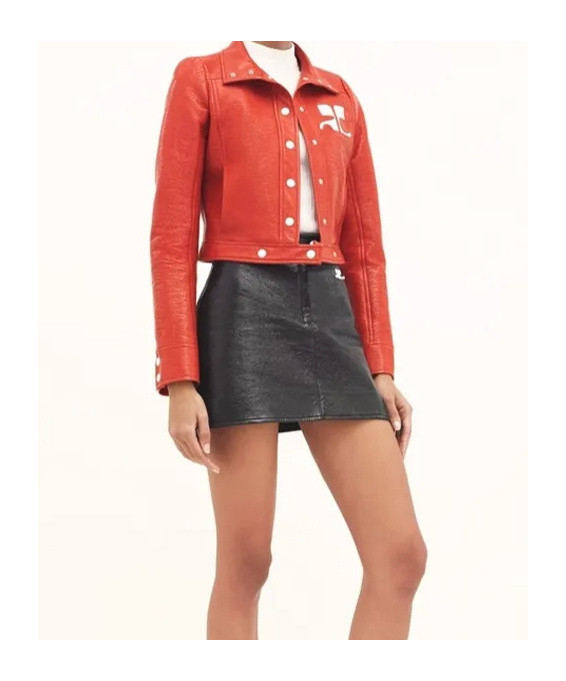 Courrèges Patent Logo-patch Jacket In Red