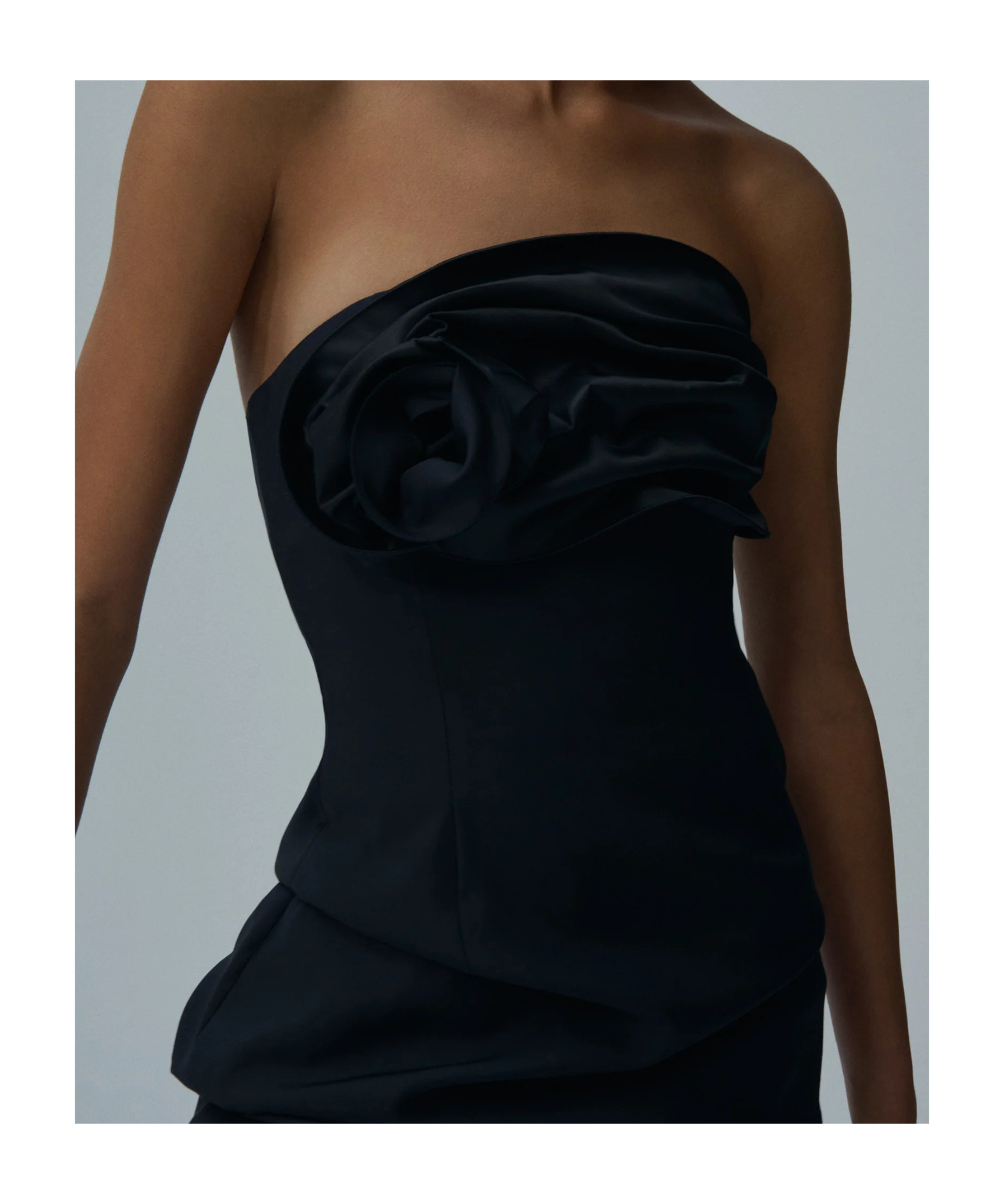 Magda Butrym Off-the-shoulder Black Mini Dress With Floral Accent In Black