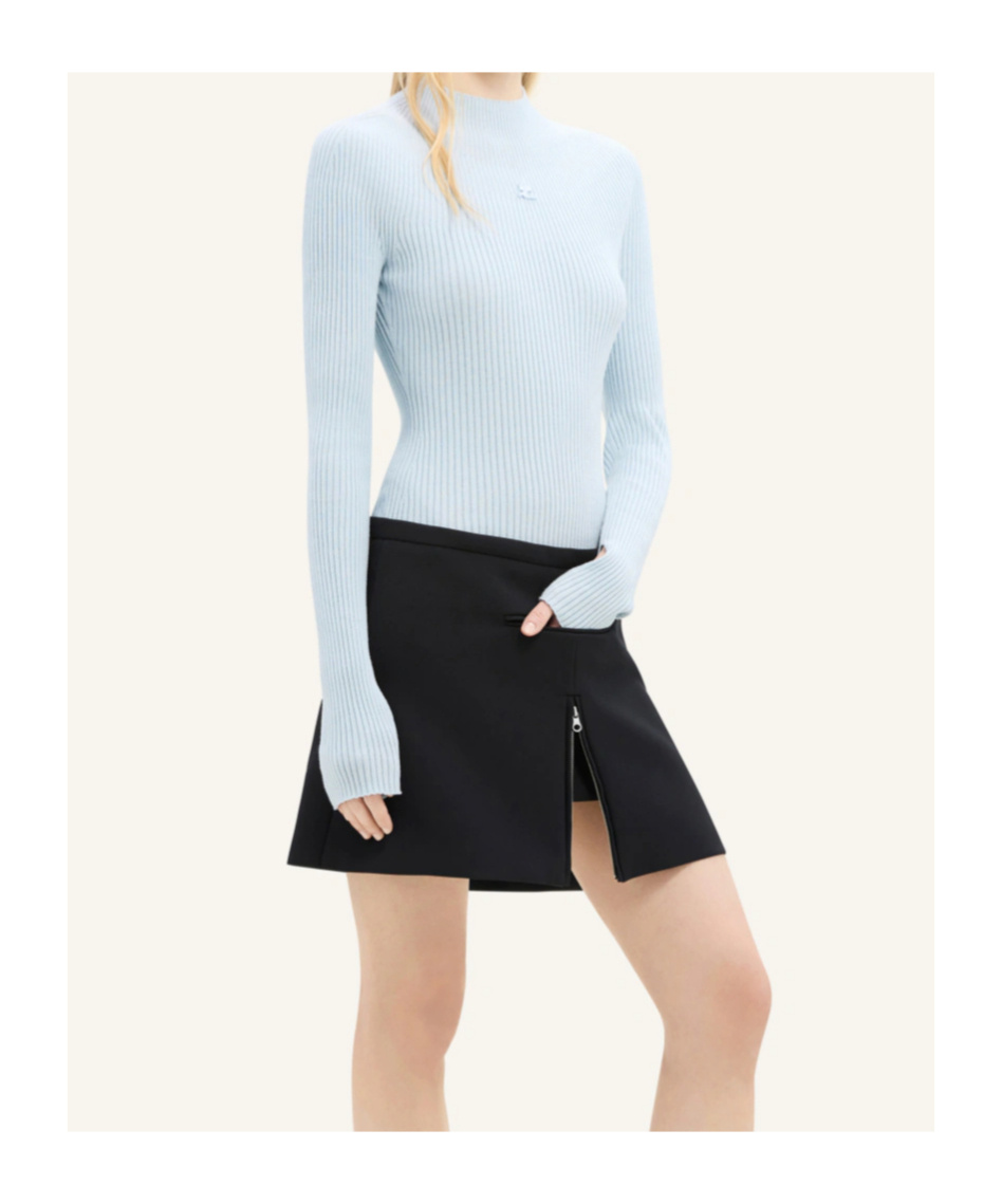 Courrèges Logo-embroidered Cotton-blend Jumper In Blue