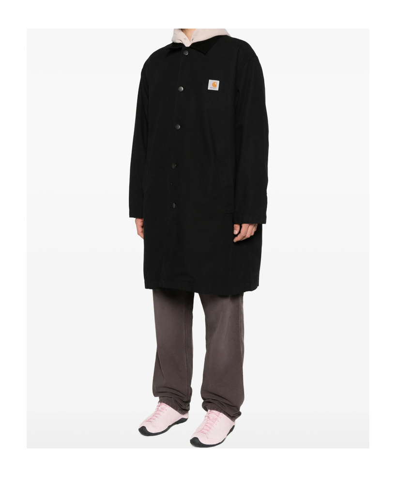 Carhartt Webster Button-fastening Logo-patch Coat In Black
