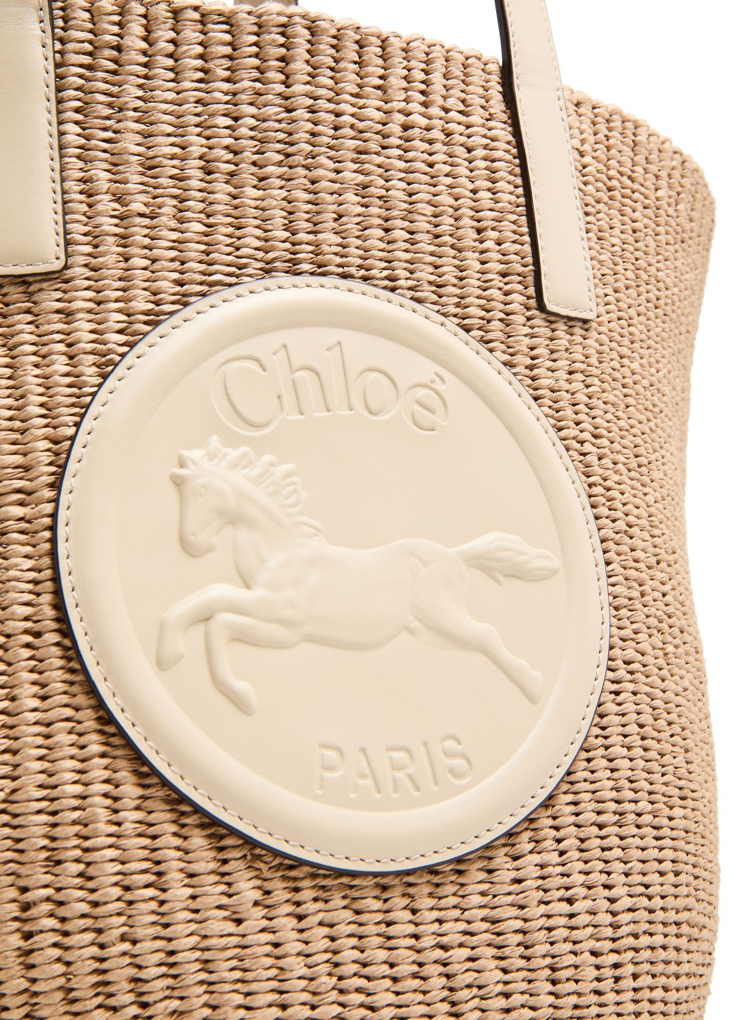 Chloé Large Horse Medal Basket Tote Bag In Paper And Leather