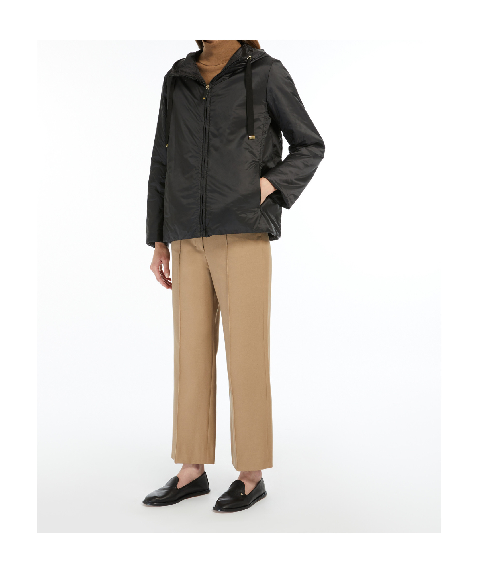 Max Mara Black Jacket With Oversized Silhouette And Drawstring Hood In Black