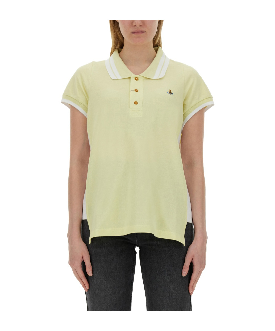 Vivienne Westwood Orb-embroidered Cotton Polo Top In Green