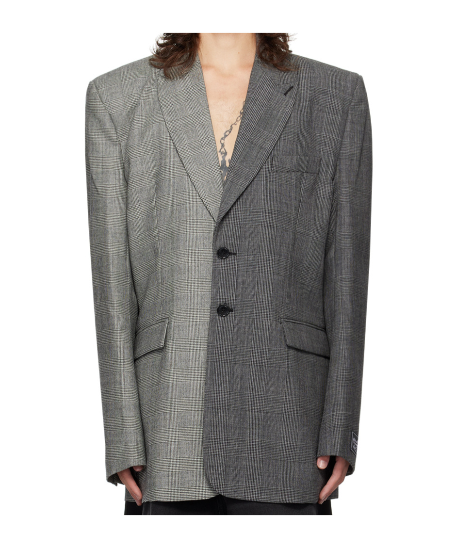 Vetements Split Deconstructed Tailored Button-down Suit Coat In Gray