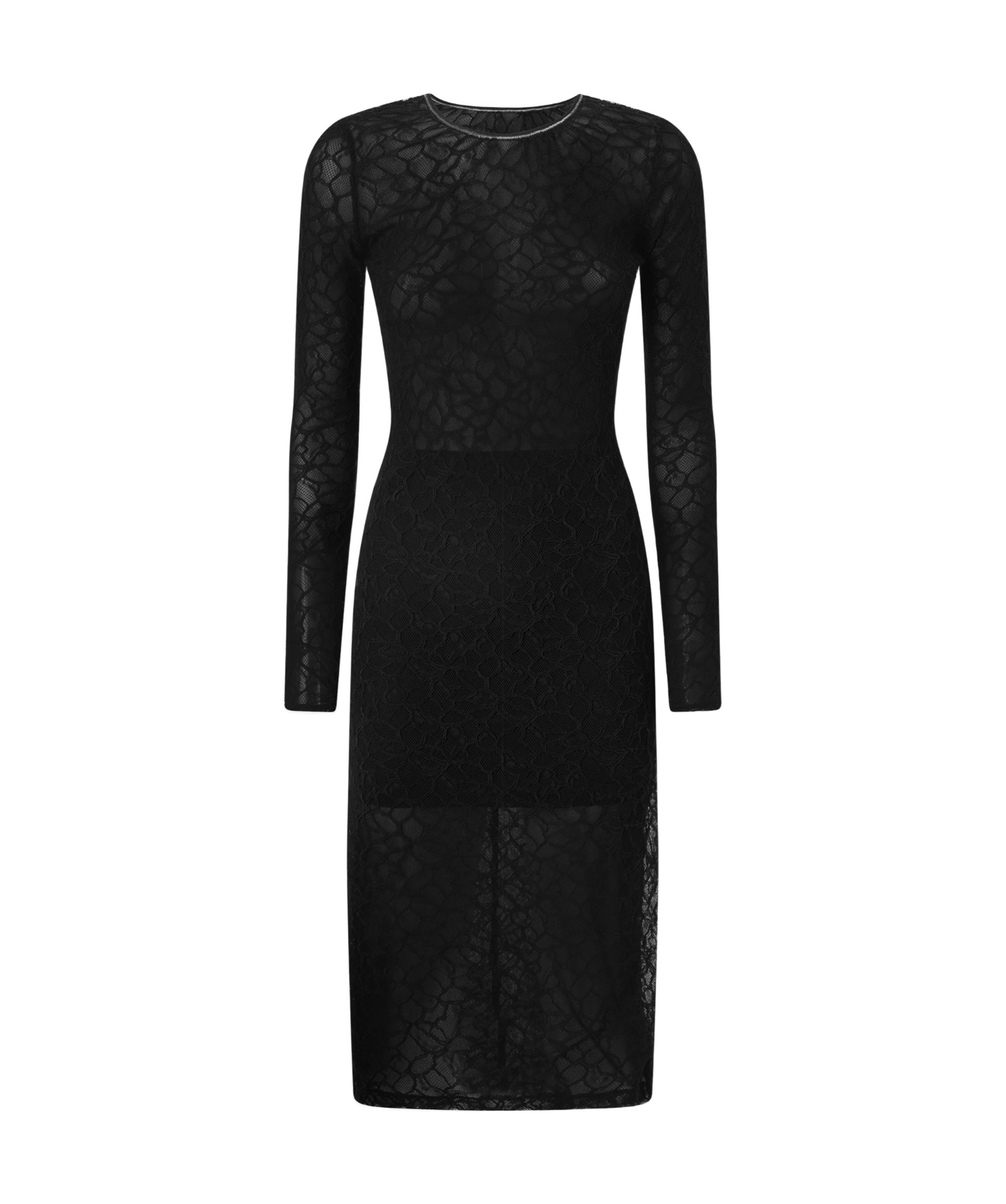 Pinko Fitted Lace Dress With Open Back In Black
