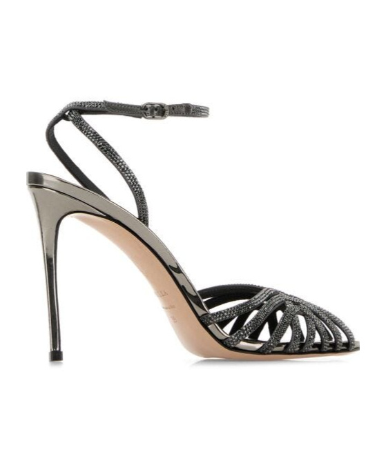 Le Silla Embellished Leather Embrace Sandals In Black