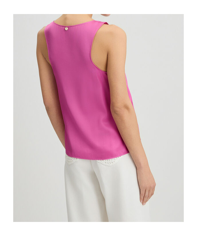 Liu •jo Peony Pink Satin Top In Pink
