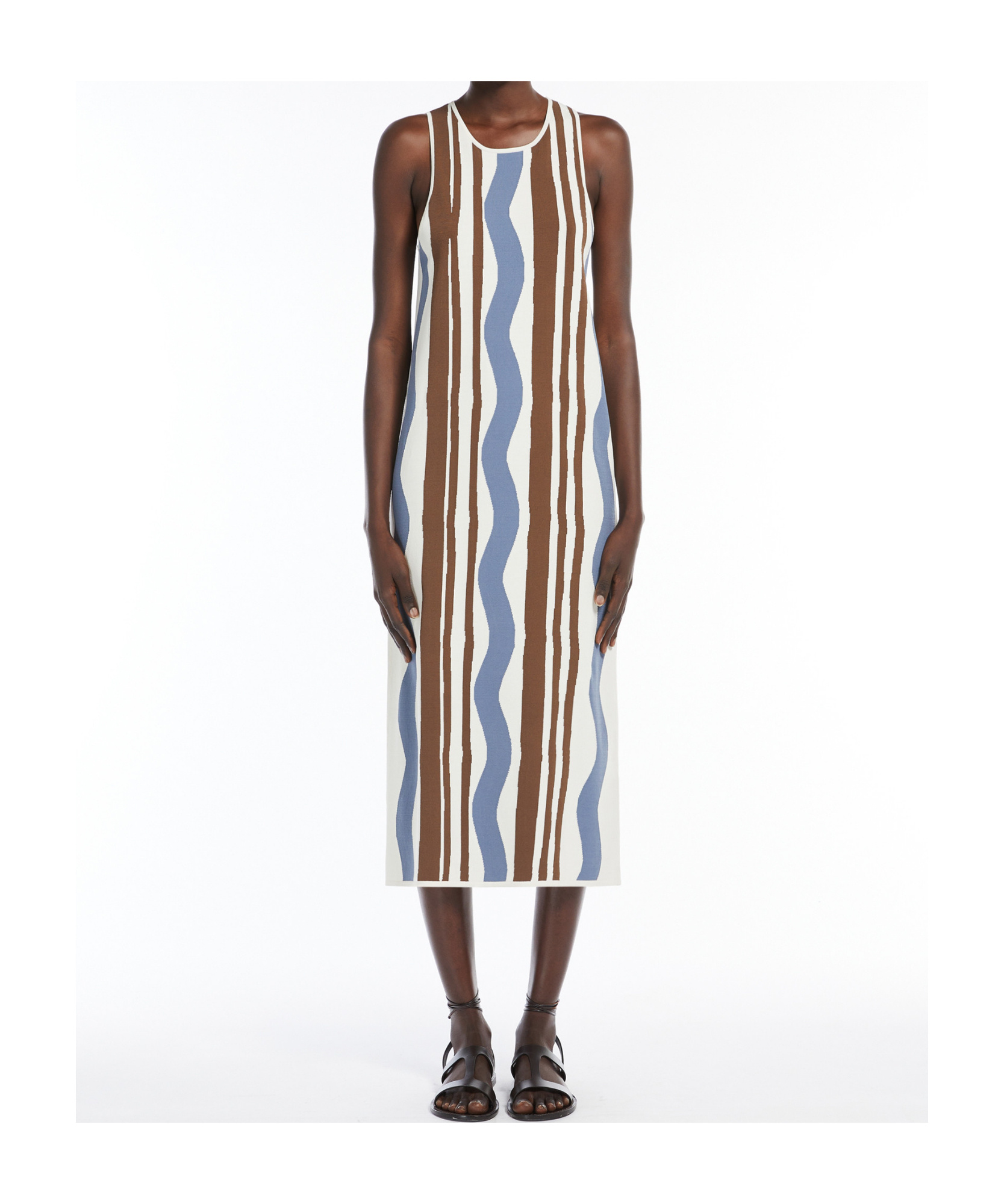 WEEKEND MAX MARA WEEKEND MAX MARA STRIPED CREWNECK SLEEVELESS DRESS