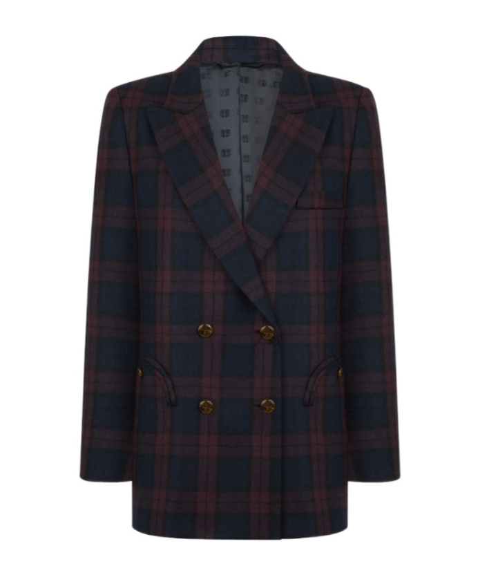 Blazé Milano Everynight Checked Double-breasted Wool Blazer In Blue