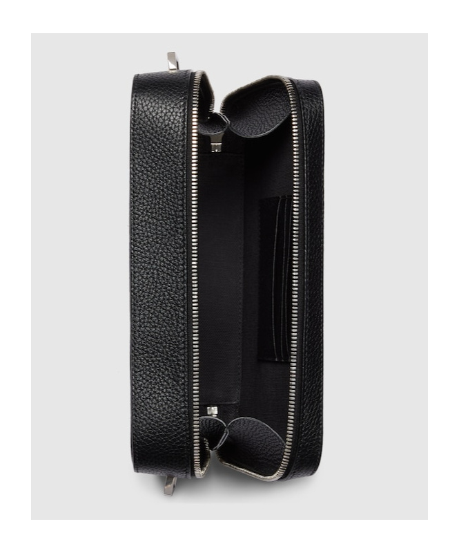 Gucci Logo Leather Shoulder Strap Crossbody Bags Black In Black