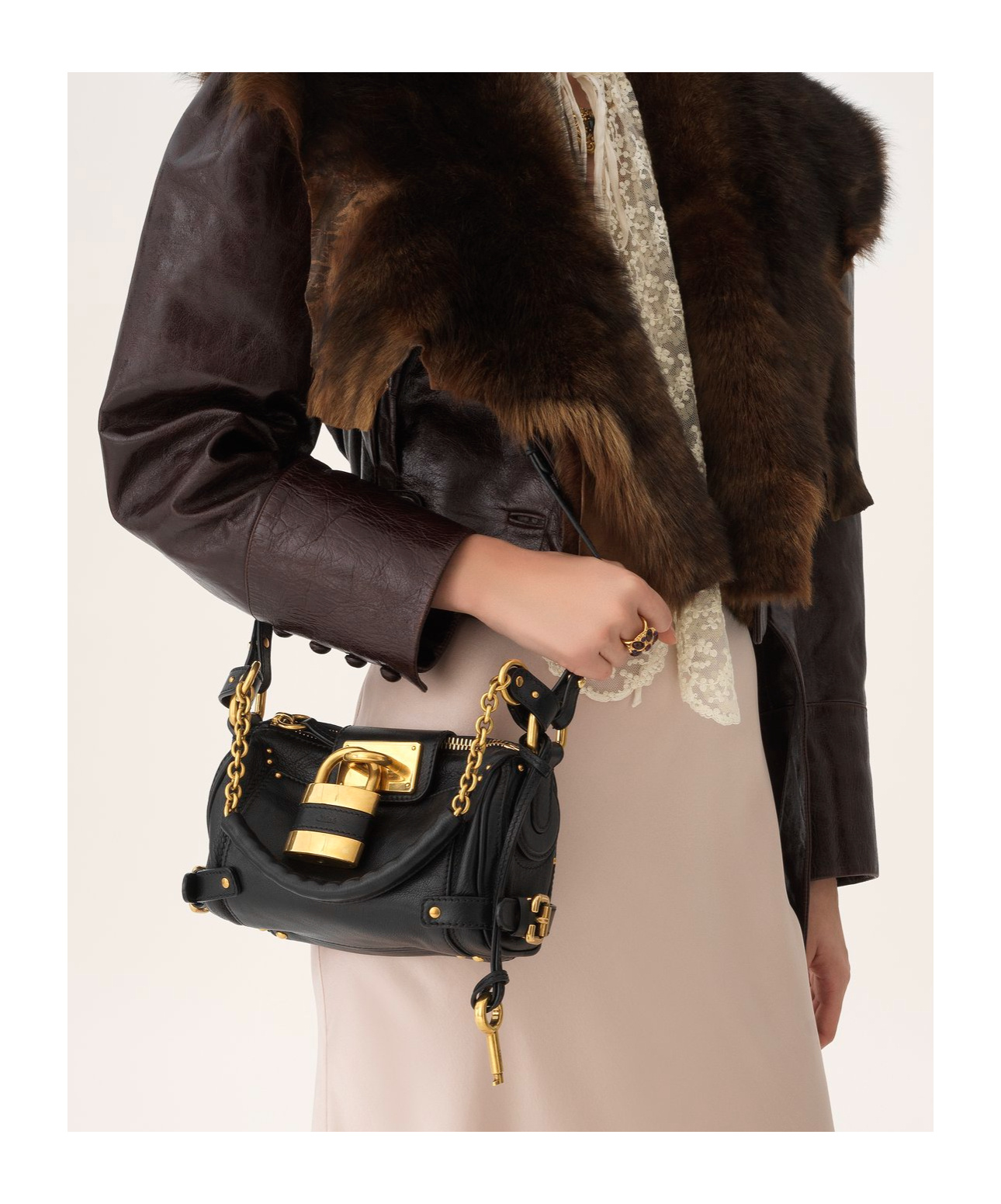 Chloé Borsa Con Catena Paddington Piccola In Pelle Granata In Black