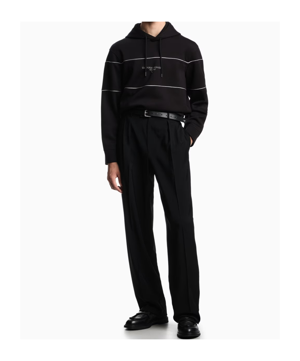 Emporio Armani Double-jersey Hooded Sweatshirt With 3d-effect Logo In Black