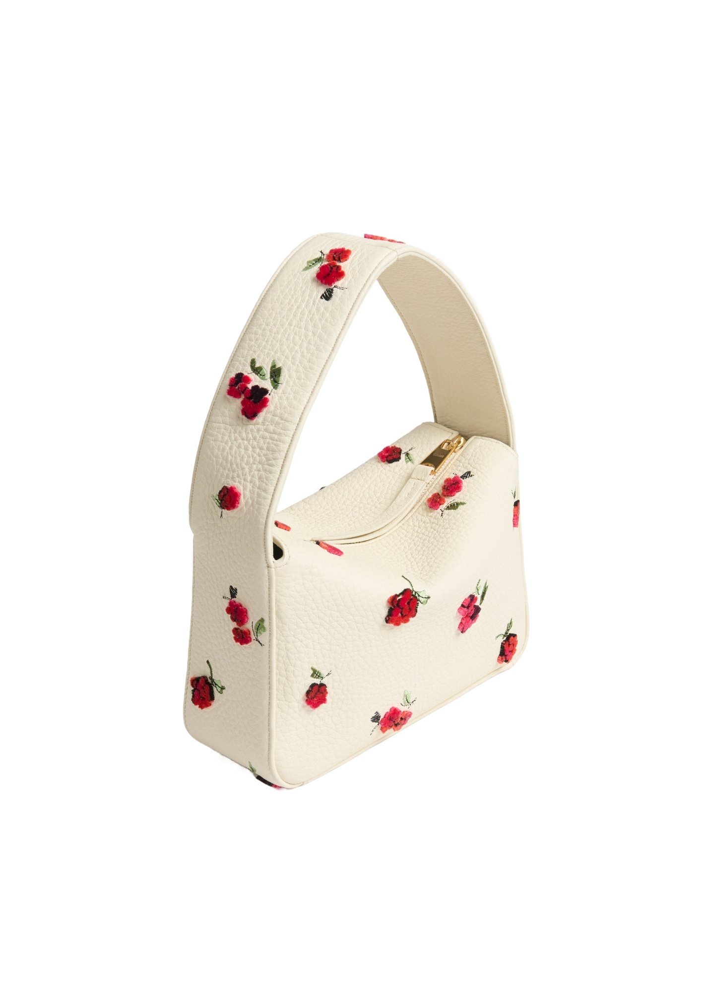 Khaite Small Elena Floral-embroidered Leather Shoulder Bag In Brown
