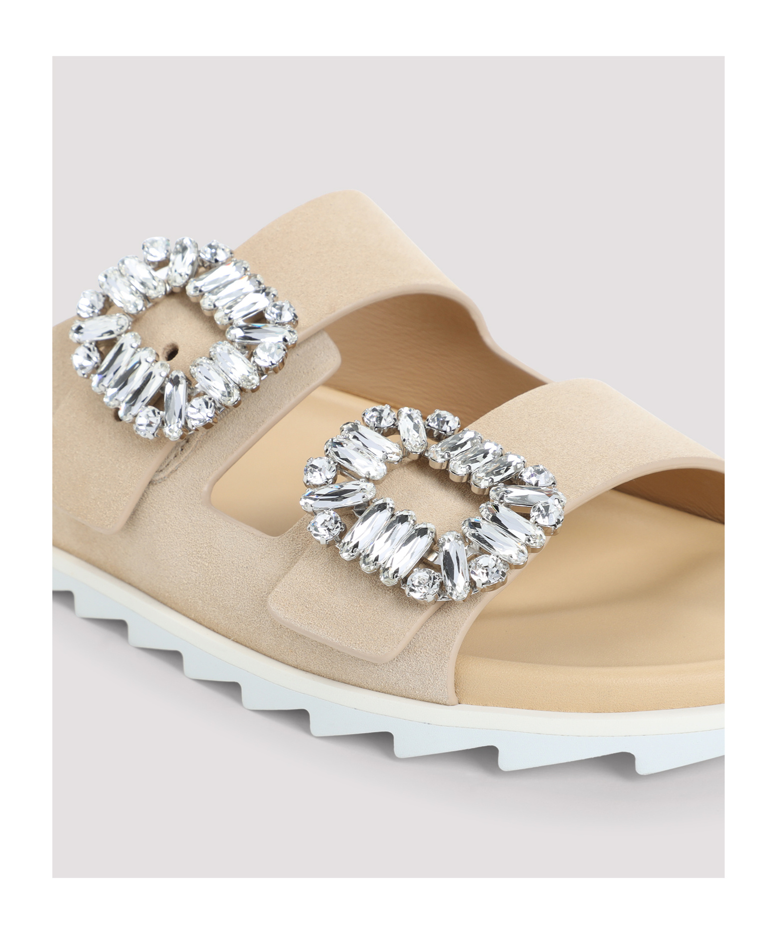 Roger Vivier Adjustable Strass Buckle Sandals In Nude