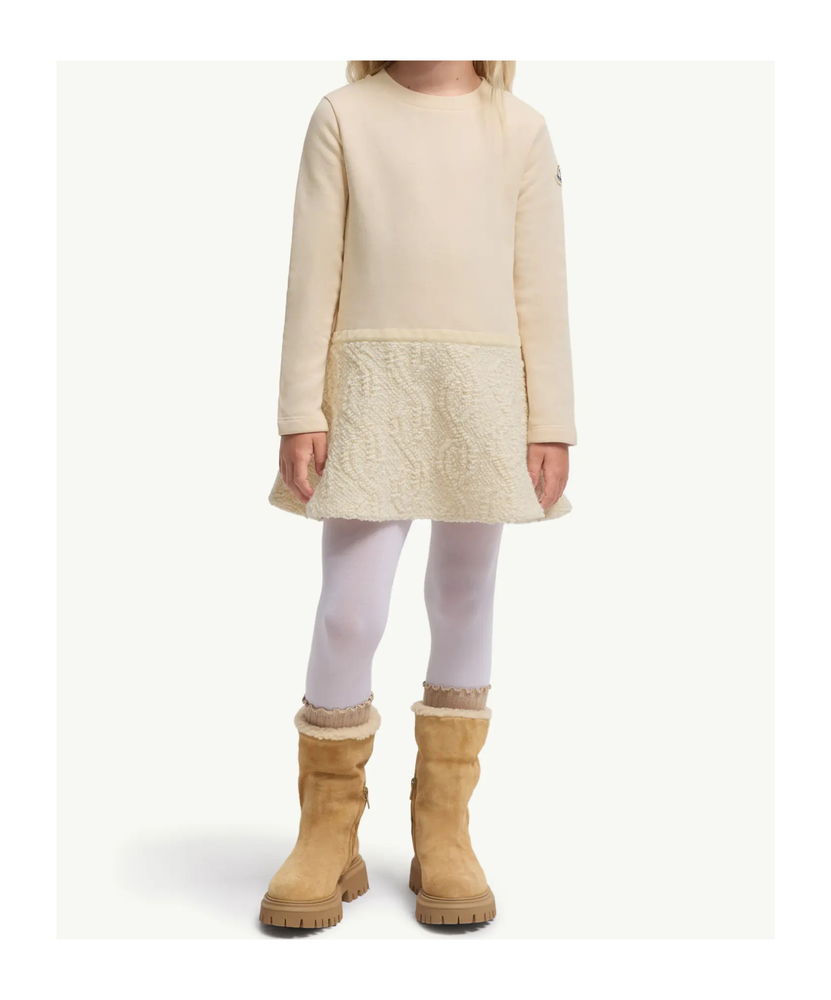 Moncler Cotton Sweatshirt Dress In Neutral